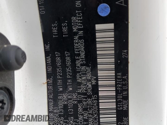 2019 Toyota Sienna LE Auto Access Seat z VIN 5TDKZ3DC2KS004815, wystawiony jako Copart lot #63492255 z przebiegiem 131 212 mil mil oraz Szkoda całkowita • Salvage title. Historia ofert i sprzedaży dostępna na DreamBid. Obrazek 13.