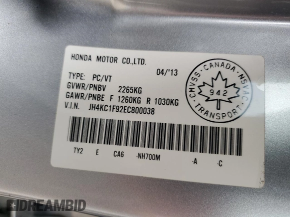 2014 Acura RLX Advance Pkg with VIN JH4KC1F92EC800038, listed as a Copart auction lot 79177824 with 285,995 mi miles and Salvage Title. Bid and sale history available at carsss.com. Image 12.