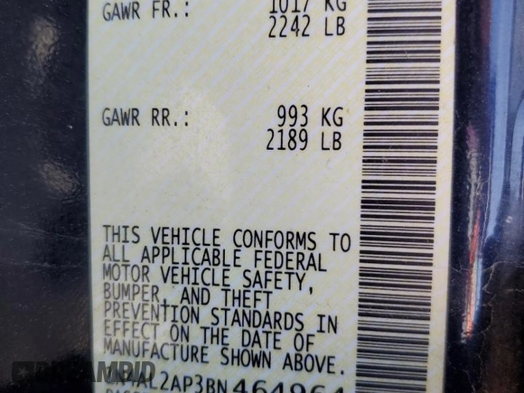 2011 Nissan Altima 2.5 S with VIN 1N4AL2AP3BN464964, listed as a Copart auction lot 51107695 with 172,685 mi miles and Clean Title. Bid and sale history available at carsss.com. Image 12.