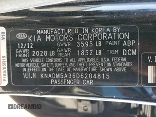 2013 Kia Rio LX with VIN KNADM5A36D6204815, listed as a Copart auction lot 52963475 with 96,880 mi miles and Clean Title. Bid and sale history available at carsss.com. Image 12.