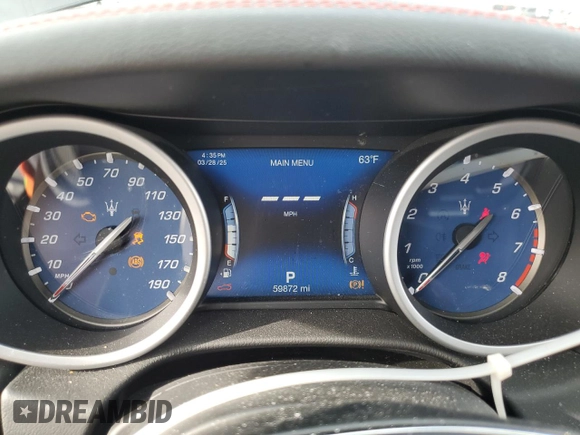 2018 Maserati Ghibli S Q4 z VIN ZAM57YTA4J1296684, wystawiony jako Copart lot #51278825 z przebiegiem 59 872 mil mil oraz Szkoda całkowita • Salvage title. Historia ofert i sprzedaży dostępna na DreamBid. Obrazek 9.