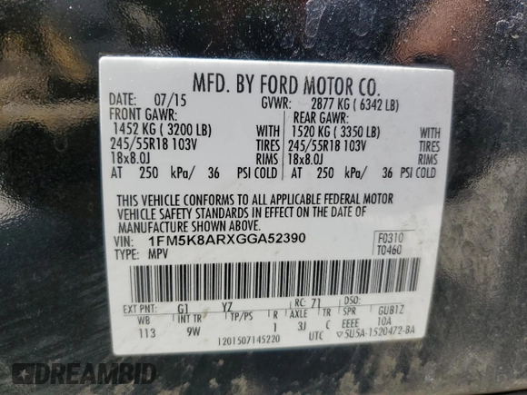 2016 Ford Police Interceptor Utility z VIN 1FM5K8ARXGGA52390, wystawiony jako Copart lot #60826115 z przebiegiem 139 844 mil mil oraz Czysty tytuł • Clean title. Historia ofert i sprzedaży dostępna na DreamBid. Obrazek 14.
