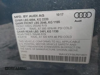 2018 Audi Q3 Premium Plus z VIN WA1JCCFS8JR014631, wystawiony jako IAAI lot #41958696 z przebiegiem 94 063 mil mil oraz . Historia ofert i sprzedaży dostępna na DreamBid. Obrazek 9.