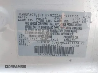 2014 Nissan Versa SV with VIN 3N1CN7AP6EL845046, listed as a IAAI auction lot 41799496 with 101,473 mi miles and . Bid and sale history available at carsss.com. Image 9.