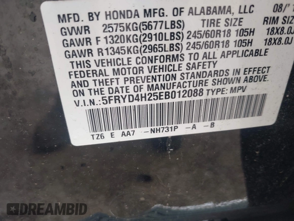2014 Acura MDX with VIN 5FRYD4H25EB012088, listed as a IAAI auction lot 42510135 with 81,786 mi miles and . Bid and sale history available at DreamBid. Image 9.
