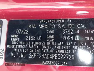2023 Kia Forte LXS z VIN 3KPF24AD4PE522726, wystawiony jako IAAI lot #41744515 z przebiegiem 13 233 mil mil oraz . Historia ofert i sprzedaży dostępna na DreamBid. Obrazek 9.
