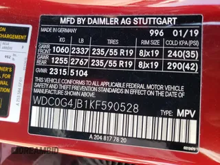 2019 Mercedes-Benz GLC 300 z VIN WDC0G4JB1KF590528, wystawiony jako Copart lot #58252585 z przebiegiem 65 623 mil mil oraz Nie do naprawy • Non repairable. Historia ofert i sprzedaży dostępna na DreamBid. Obrazek 13.