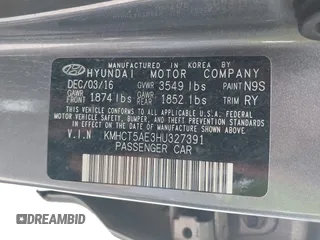 2017 Hyundai Accent SE with VIN KMHCT5AE3HU327391, listed as a IAAI auction lot 41953612 with 108,410 mi miles. Bid and sale history available at carsss.com. Image 9.