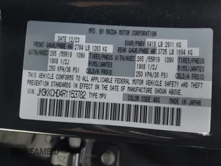 2024 Mazda CX-90 Preferred Plus with VIN JM3KKCHD4R1153782, listed as a IAAI auction lot 41951371 with 39,314 mi miles and . Bid and sale history available at DreamBid. Image 9.