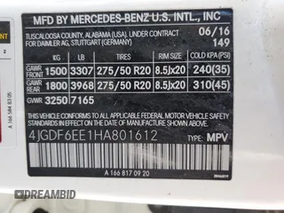 2017 Mercedes-Benz GLS 450 with VIN 4JGDF6EE1HA801612, listed as a Copart auction lot 50320455 with 128,542 mi miles and Clean Title. Bid and sale history available at DreamBid. Image 13.