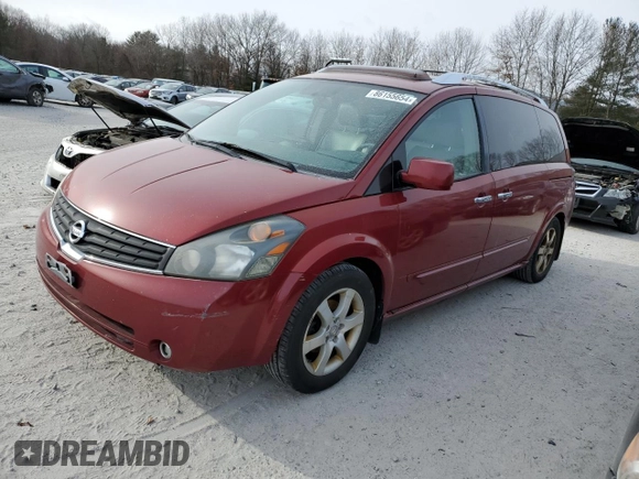 2007 Nissan Quest SE with VIN 5N1BV28U17N143240, listed as a Copart auction lot 86155654 with 162,425 mi miles and Clean Title. Bid and sale history available at carsss.com. Image 1.