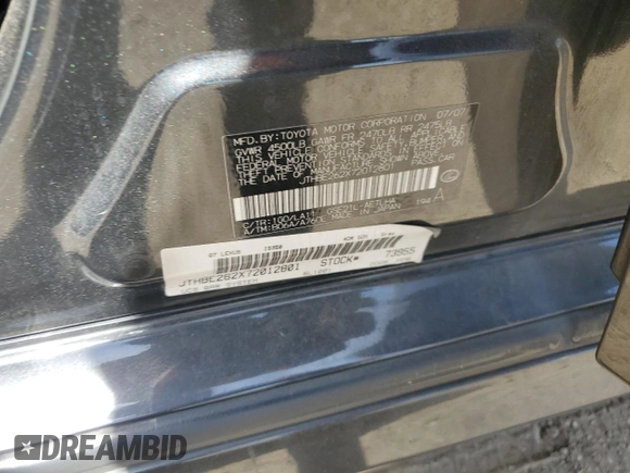 2007 Lexus IS 350 with VIN JTHBE262X72012801, listed as a Copart auction lot 52799505 with 147,640 mi miles and Salvage Title. Bid and sale history available at DreamBid. Image 12.