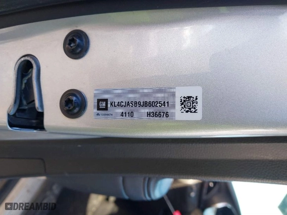 2018 Buick Encore Preferred with VIN KL4CJASB9JB602541, listed as a IAAI auction lot 41653483 with 96,802 mi miles. Bid and sale history available at carsss.com. Image 9.