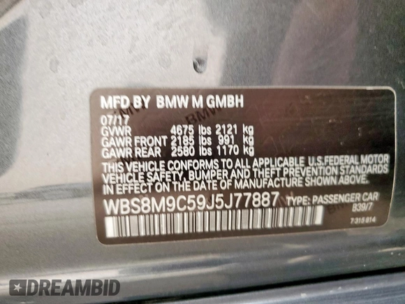 2018 BMW M3 z VIN WBS8M9C59J5J77887, wystawiony jako Copart lot #47548905 z przebiegiem 79 143 mil mil oraz Tytuł czysty. Historia ofert i sprzedaży dostępna na DreamBid. Obrazek 13.
