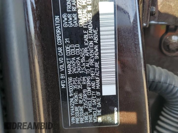 2017 Volvo V90 with VIN YV4A22NL1H1000766, listed as a Copart auction lot 70826213 with 63,345 mi miles and . Bid and sale history available at DreamBid. Image 15.