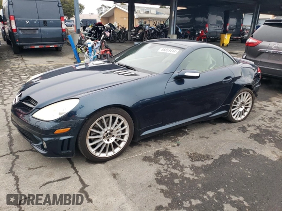 2006 Mercedes-Benz SLK-Class 5.5L AMG with VIN WDBWK73FX6F101788, listed as a Copart auction lot 86853414 with 51,995 mi miles and Salvage Title. Bid and sale history available at carsss.com. Image 1.
