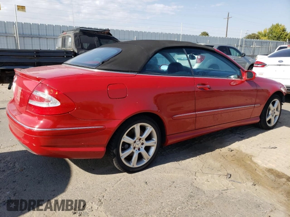 2005 Mercedes-Benz CLK 500 with VIN WDBTK75J55F163229, listed as a Copart auction lot 76276354 with 76,829 mi miles and Salvage Title. Bid and sale history available at DreamBid. Image 3.