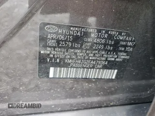 2015 Hyundai Azera Limited with VIN KMHFH4JG2FA479364, listed as a Copart auction lot 60598665 with 145,785 mi miles and Salvage title. Bid and sale history available at DreamBid. Image 12.
