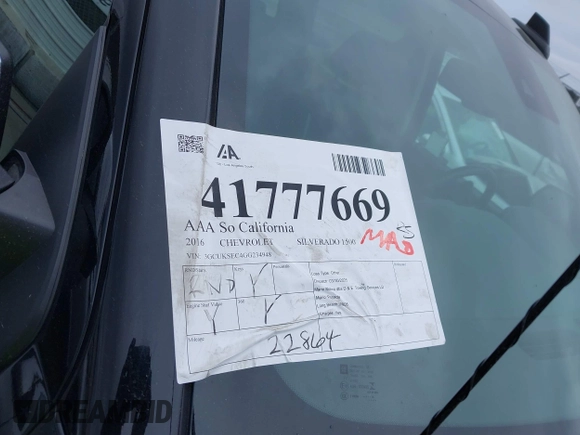 2016 Chevrolet Silverado 1500 LTZ with VIN 3GCUKSEC4GG234948, listed as a IAAI auction lot 41777669 with 22,864 mi miles and . Bid and sale history available at DreamBid. Image 18.