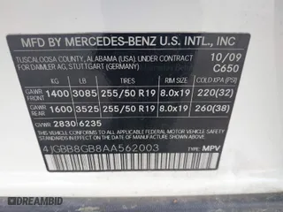 2010 Mercedes-Benz M-Class ML 350 with VIN 4JGBB8GB8AA562003, listed as a IAAI auction lot 41785443 with 208,317 mi miles. Bid and sale history available at carsss.com. Image 9.