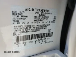 2023 Ford Mustang Mach-E GT with VIN 3FMTK4SE2PMA58332, listed as a Copart auction lot 61343265 with 9,754 mi miles and Salvage title. Bid and sale history available at DreamBid. Image 13.