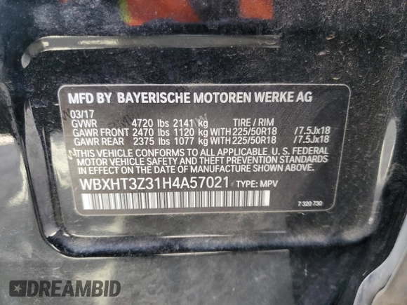 2017 BMW X1 xDrive28i with VIN WBXHT3Z31H4A57021, listed as a Copart auction lot 46507885 with 165,071 mi miles and Salvage Title. Bid and sale history available at carsss.com. Image 14.