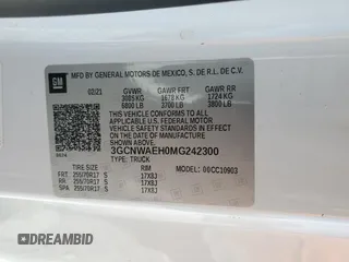 2021 Chevrolet Silverado 1500 Work Truck with VIN 3GCNWAEH0MG242300, listed as a Copart auction lot 50439714 with 64,486 mi miles and Salvage Title. Bid and sale history available at carsss.com. Image 12.