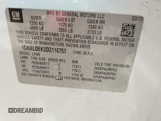 2013 Chevrolet Equinox LT with VIN 1GNALDEK2DZ116757, listed as a IAAI auction lot 42133108 with 101,553 mi miles and . Bid and sale history available at DreamBid. Image 9.