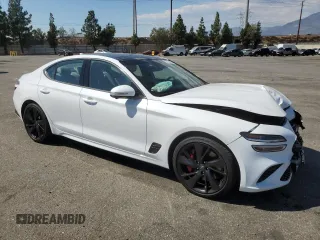 2023 Genesis G70 3.3T with VIN KMTG54TE3PU124511, listed as a Copart auction lot 74132184 with 2,534 mi miles and Salvage Title. Bid and sale history available at DreamBid. Image 4.