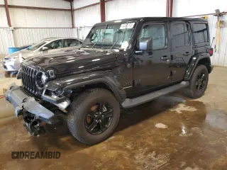 2023 Jeep Wrangler Sahara with VIN 1C4HJXEG3PW595576, listed as a Copart auction lot 64681745 with 32,843 mi miles and Salvage title. Bid and sale history available at DreamBid. Image 1.