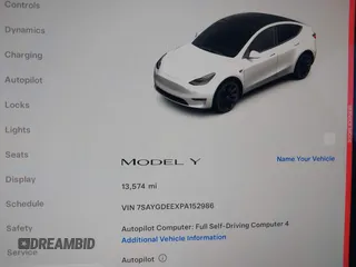 2023 Tesla Model Y Long Range with VIN 7SAYGDEEXPA152986, listed as a IAAI auction lot 41946665 with 13,574 mi miles and . Bid and sale history available at carsss.com. Image 7.