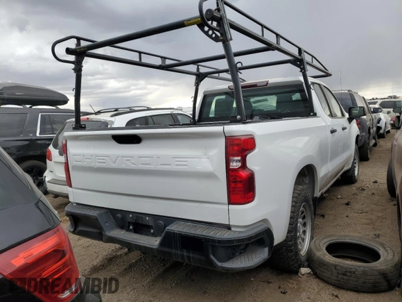 2020 Chevrolet Silverado 1500 Work Truck with VIN 1GCRWAEH7LZ259501, listed as a Copart auction lot 41835655 with 57,525 mi miles and Salvage Title. Bid and sale history available at DreamBid. Image 3.