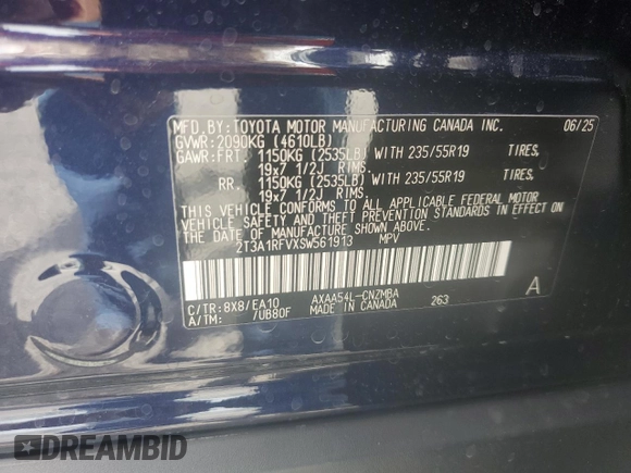 2025 Toyota RAV4 XLE Premium z VIN 2T3A1RFVXSW561913, wystawiony jako Copart lot #64755135 z przebiegiem 216 mil mil oraz Szkoda całkowita • Salvage title. Historia ofert i sprzedaży dostępna na DreamBid. Obrazek 13.