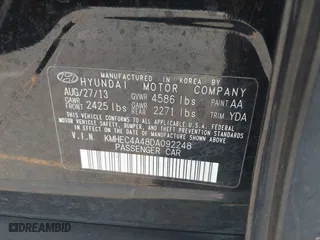 2013 Hyundai Sonata Hybrid with VIN KMHEC4A48DA092248, listed as a IAAI auction lot 41240199 with 150,322 mi miles. Bid and sale history available at carsss.com. Image 9.