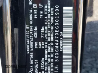 2014 Kia Optima LX with VIN 5XXGM4A70EG301900, listed as a Copart auction lot 53059105 with 109,194 mi miles and Non repairable. Bid and sale history available at DreamBid. Image 12.