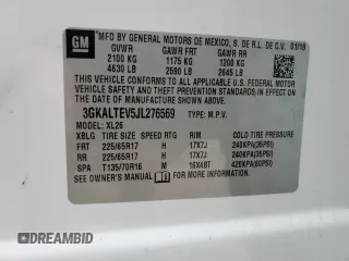 2018 GMC Terrain SLE z VIN 3GKALTEV5JL276569, wystawiony jako Copart lot #53638445 z przebiegiem 93 209 mil mil oraz Szkoda całkowita • Salvage title. Historia ofert i sprzedaży dostępna na DreamBid. Obrazek 13.