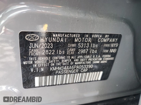2023 Hyundai Ioniq 6 SEL z VIN KMHM34AA6PA053390, wystawiony jako Copart lot #55862745 z przebiegiem 19 613 mil mil oraz Szkoda całkowita • Salvage title. Historia ofert i sprzedaży dostępna na DreamBid. Obrazek 13.