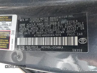2009 Toyota Camry with VIN 4T1BE46K89U847876, listed as a IAAI auction lot 42133283 with 131,968 mi miles. Bid and sale history available at carsss.com. Image 9.