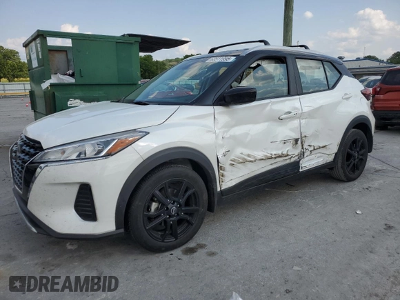 2023 Nissan Kicks SV with VIN 3N1CP5CV9PL567496, listed as a Copart auction lot 60511995 with 27,514 mi miles and Salvage title. Bid and sale history available at DreamBid. Image 1.