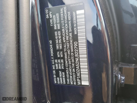 2022 Porsche Macan S with VIN WP1AG2A52NLB22790, listed as a Copart auction lot 82307764 with 15,176 mi miles and Salvage Title. Bid and sale history available at carsss.com. Image 15.