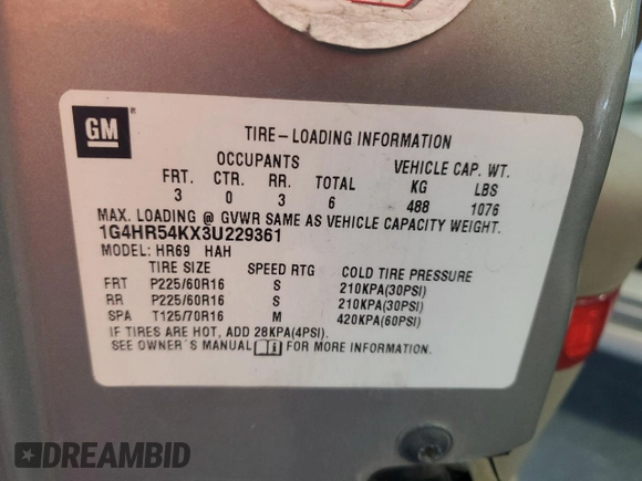2003 Buick LeSabre Limited with VIN 1G4HR54KX3U229361, listed as a Copart auction lot 53516505 with 186,083 mi miles and Salvage Title. Bid and sale history available at carsss.com. Image 12.