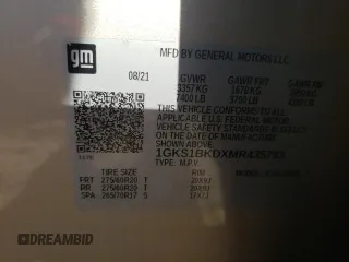 2021 GMC Yukon SLT with VIN 1GKS1BKDXMR435793, listed as a Copart auction lot 76443834 with 71,027 mi miles and Salvage Title. Bid and sale history available at carsss.com. Image 13.