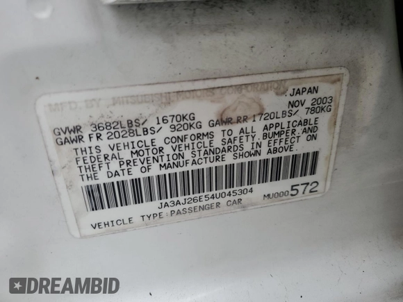 2004 Mitsubishi Lancer ES with VIN JA3AJ26E54U045304, listed as a Copart auction lot 86519224 with 228,035 mi miles and Salvage Title. Bid and sale history available at carsss.com. Image 12.