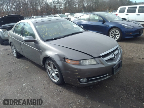 2007 Acura TL with VIN 19UUA66237A047393, listed as a IAAI auction lot 38734178 with 999,999 mi miles. Bid and sale history available at carsss.com. Image 1.