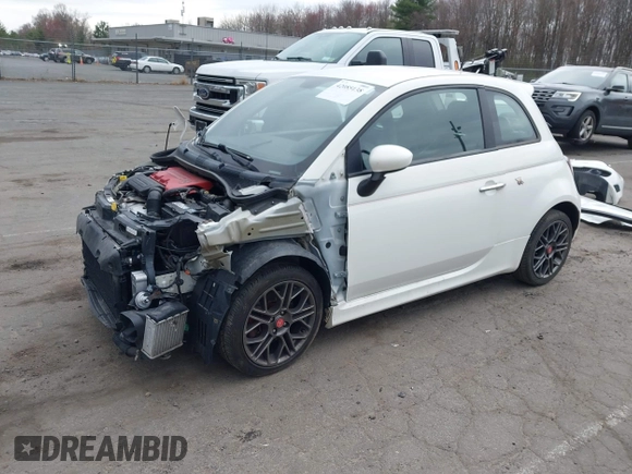 2015 FIAT 500 Abarth with VIN 3C3CFFFH1FT597459, listed as a IAAI auction lot 42085138 with 71,479 mi miles. Bid and sale history available at carsss.com. Image 2.