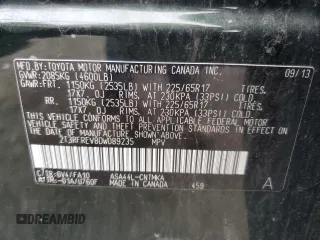 2013 Toyota RAV4 XLE с VIN 2T3RFREV8DW089235, выставлен на аукционе Copart как лот 59678935 с пробегом 234 229 миль миль и Чистый • Clean title. История ставок и продаж доступна на DreamBid. Изображение 13.