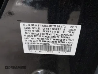 2016 Honda Fit EX with VIN JHMGK5H70GS004134, listed as a IAAI auction lot 42057740 with 42,785 mi miles and . Bid and sale history available at DreamBid. Image 9.