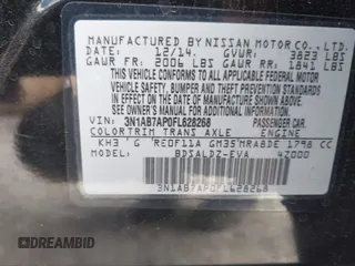 2015 Nissan Sentra SV with VIN 3N1AB7AP0FL628268, listed as a IAAI auction lot 41947178 with 186,460 mi miles and . Bid and sale history available at DreamBid. Image 9.