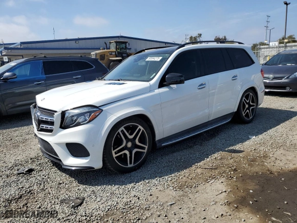 2017 Mercedes-Benz GLS with VIN 4JGDF7DE1HA873126, listed as a Copart auction lot 50594275 with 77,275 mi miles and Salvage Title. Bid and sale history available at carsss.com. Image 1.
