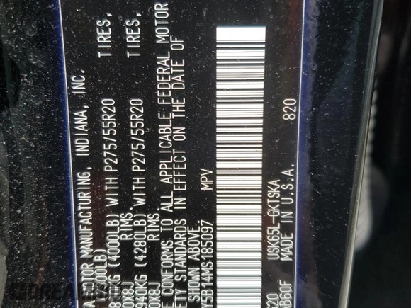 2021 Toyota Sequoia TRD Sport with VIN 5TDCY5B14MS185097, listed as a Copart auction lot 56048814 with 47,553 mi miles and Salvage Title. Bid and sale history available at carsss.com. Image 13.